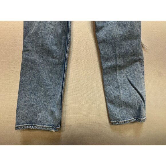 Abercrombie & Fitch 90s Straight Jeans Womens 26/2 Blue Denim Hi-Rise Distressed - Picture 11 of 12